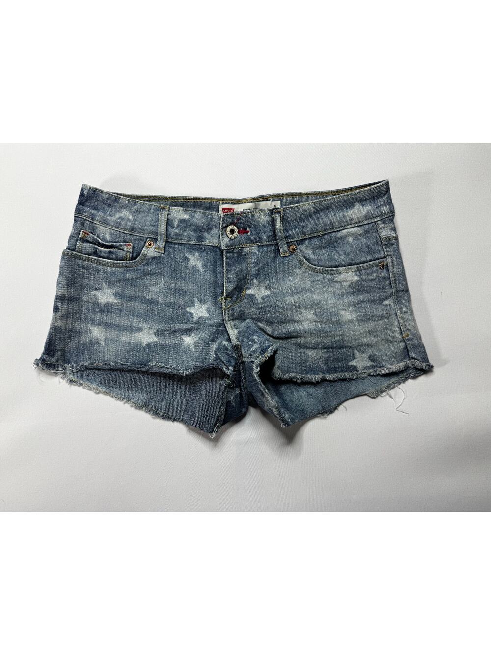 Levi's‎ Women's Cut Off Star Print Blue Denim Shorty Shorts - Size 5 (31x2)*